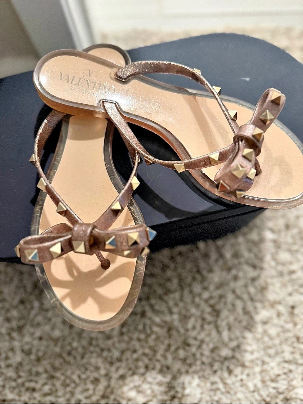 Valentino Rockstud Sandals Brown 39